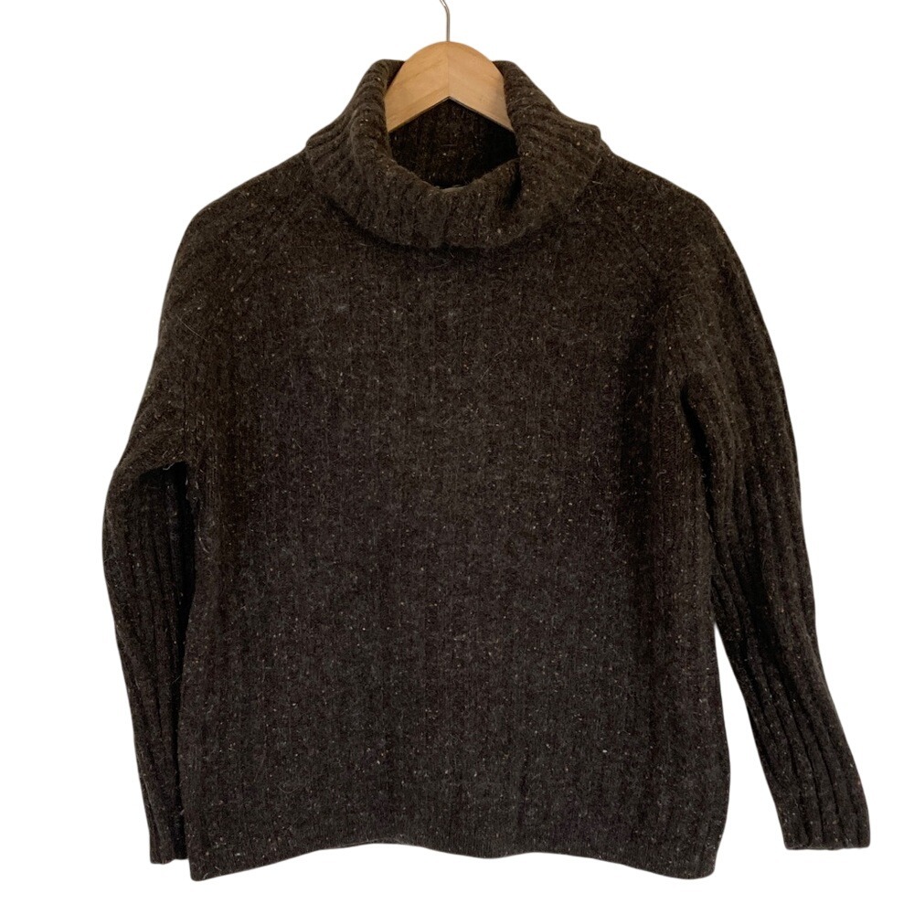 Rosanna Womens Lambswool Angora Blend‎ Turtleneck Ribbed Sweater Size XL Brown